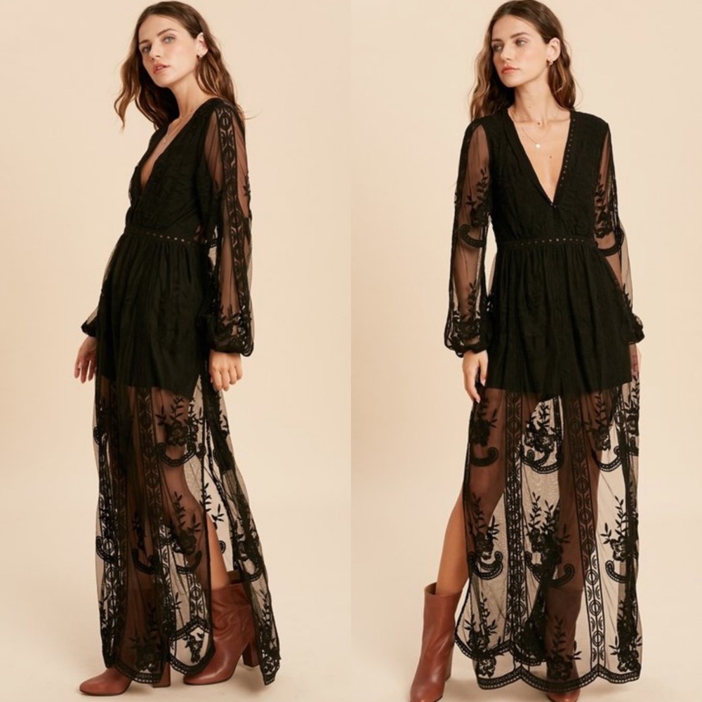 *BLACK FRIDAY SALE* Fall For You Black Lace Maxi Dress - Picture 5 of 7